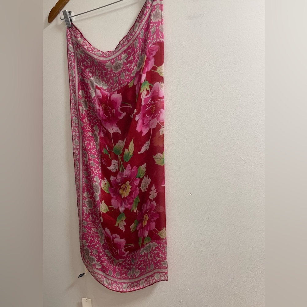 Valentino Floral Pink and Red Scarf